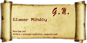 Glaser Mihály névjegykártya